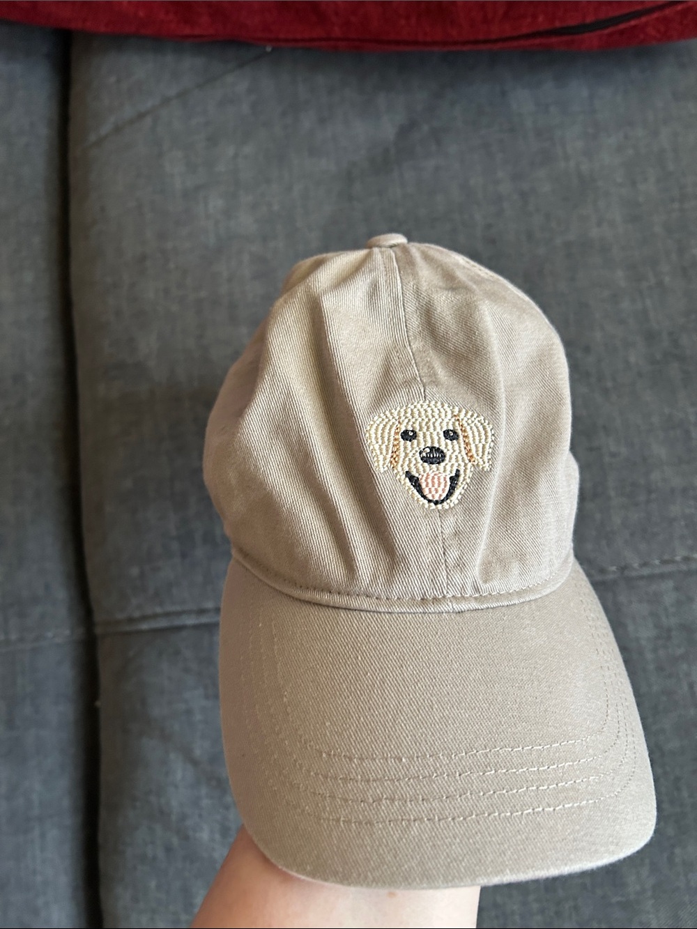 David and Young Beige Baseball Cap with Embroidered Dog